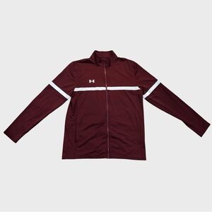 Under Armour Track Jacket Red Full Zip Athletic Training Running- Size Large